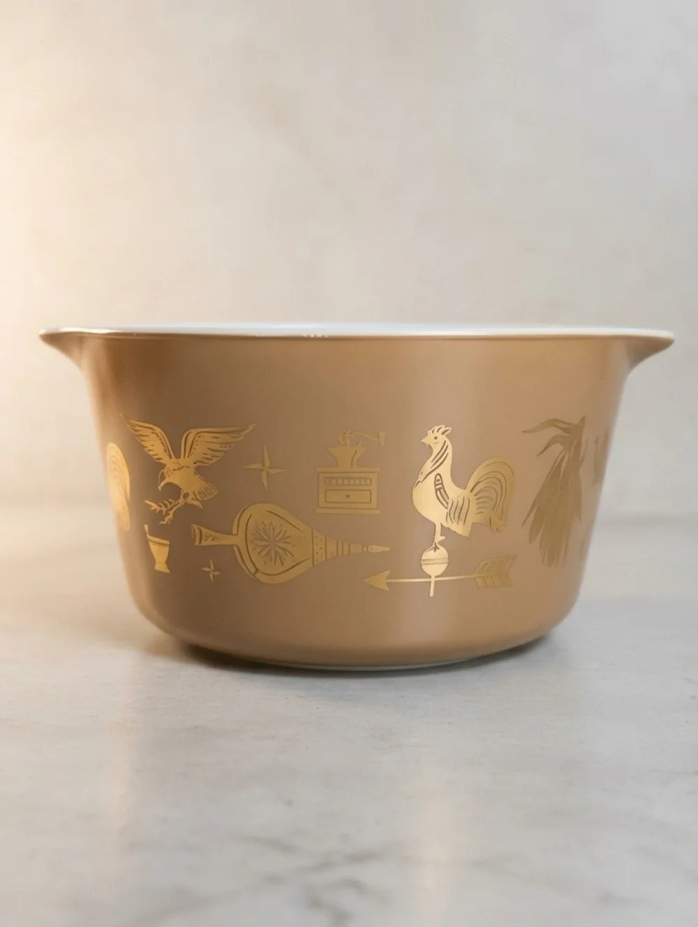 PYREX Early American 473 Gold Colonial Brown Casserole Dish Base No Lid Size 1QT - Picture 1 of 8